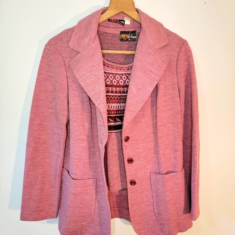 Vintage Russ Togs Inc Sleeveless Sweater & Blazer Set